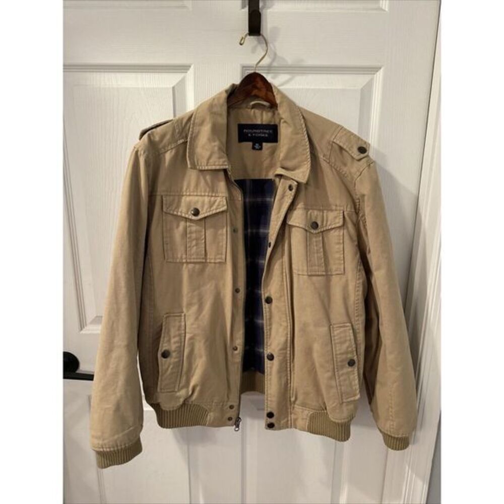 Roundtree & Yorke Beige Bomber Jacket